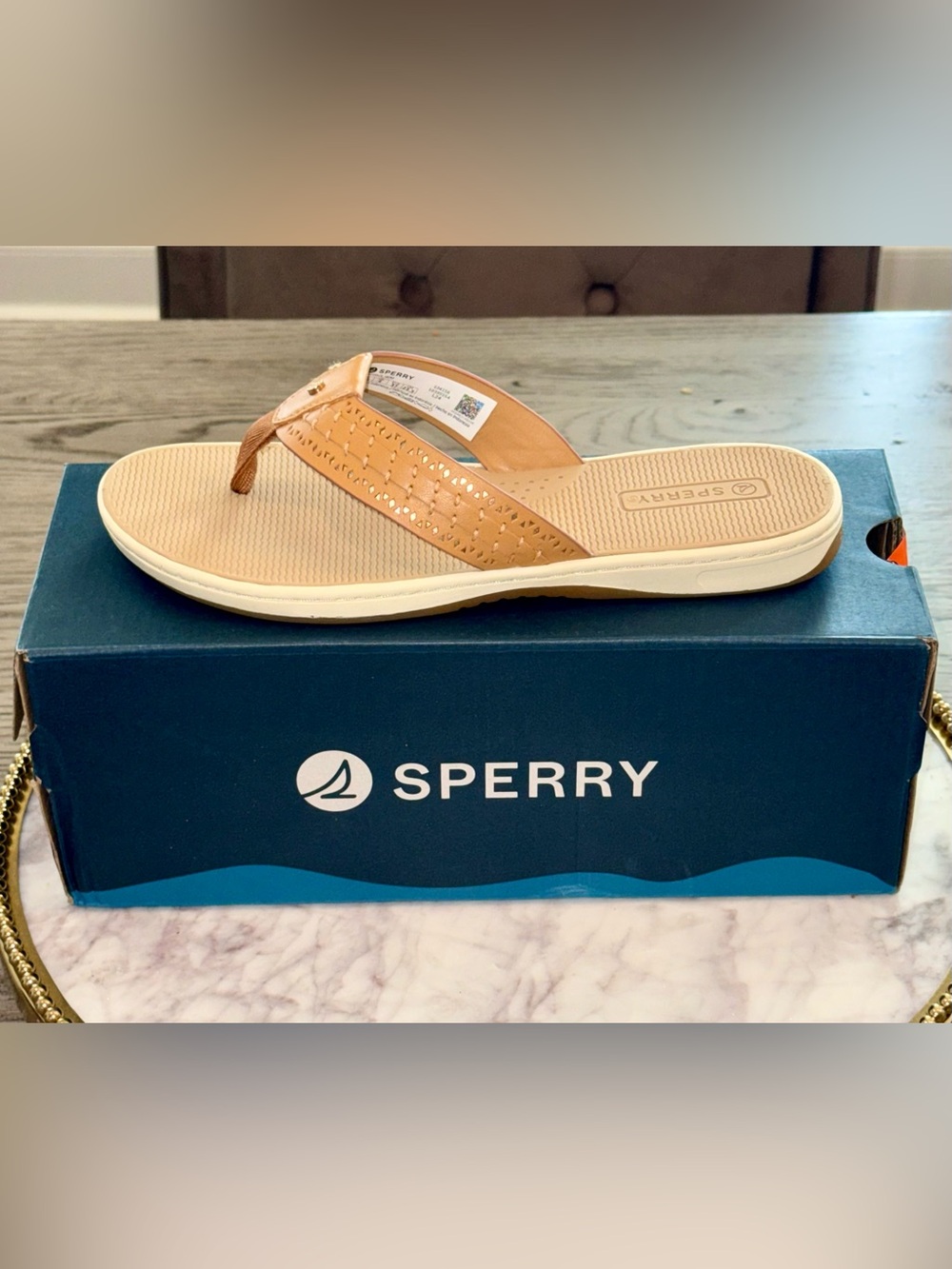 Sperry Women’s Tan Seafish3 Leather Thong Sandals | Sz. 6.5 (NWB) - Picture 4 of 7